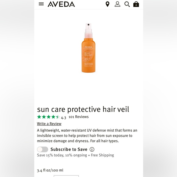AVEDA sun care protective hair veil 100ml - Picture 2 of 3
